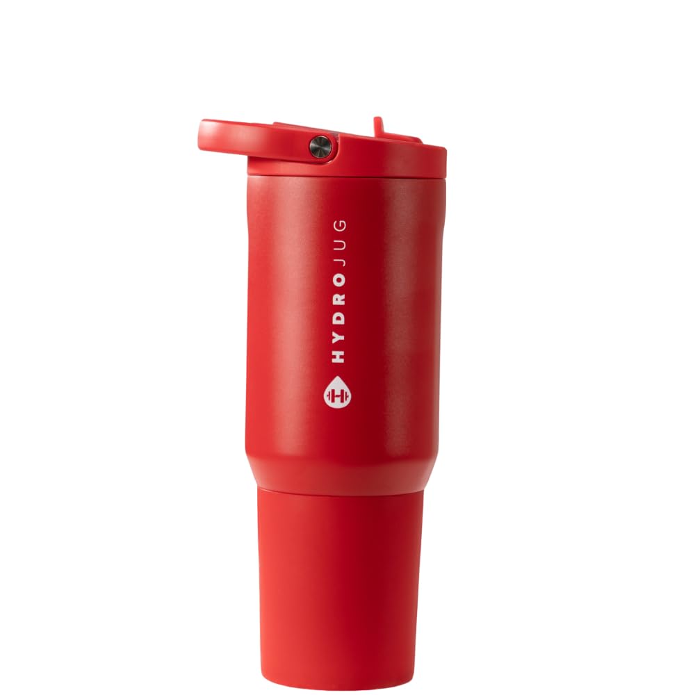 HydroJug Sport - Stainless Steel Tumbler with Straw, Vacuum Insulated, 40oz Leakproof Water Bottle, Ergonomic Design, Reusable, Dishwasher Safe, Rubber Base, Durable for Gym or Outdoors, Rodeo