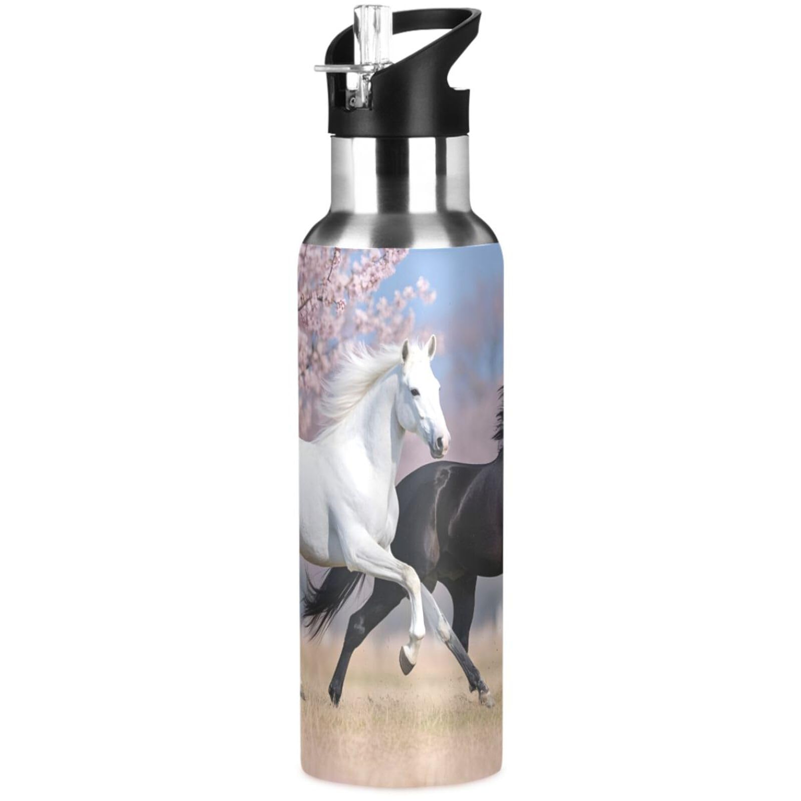 Ski Water Bottle Kids Insulated Sports Vacuum Stainless Steel Mug with Straw Lid & Handle 20 oz