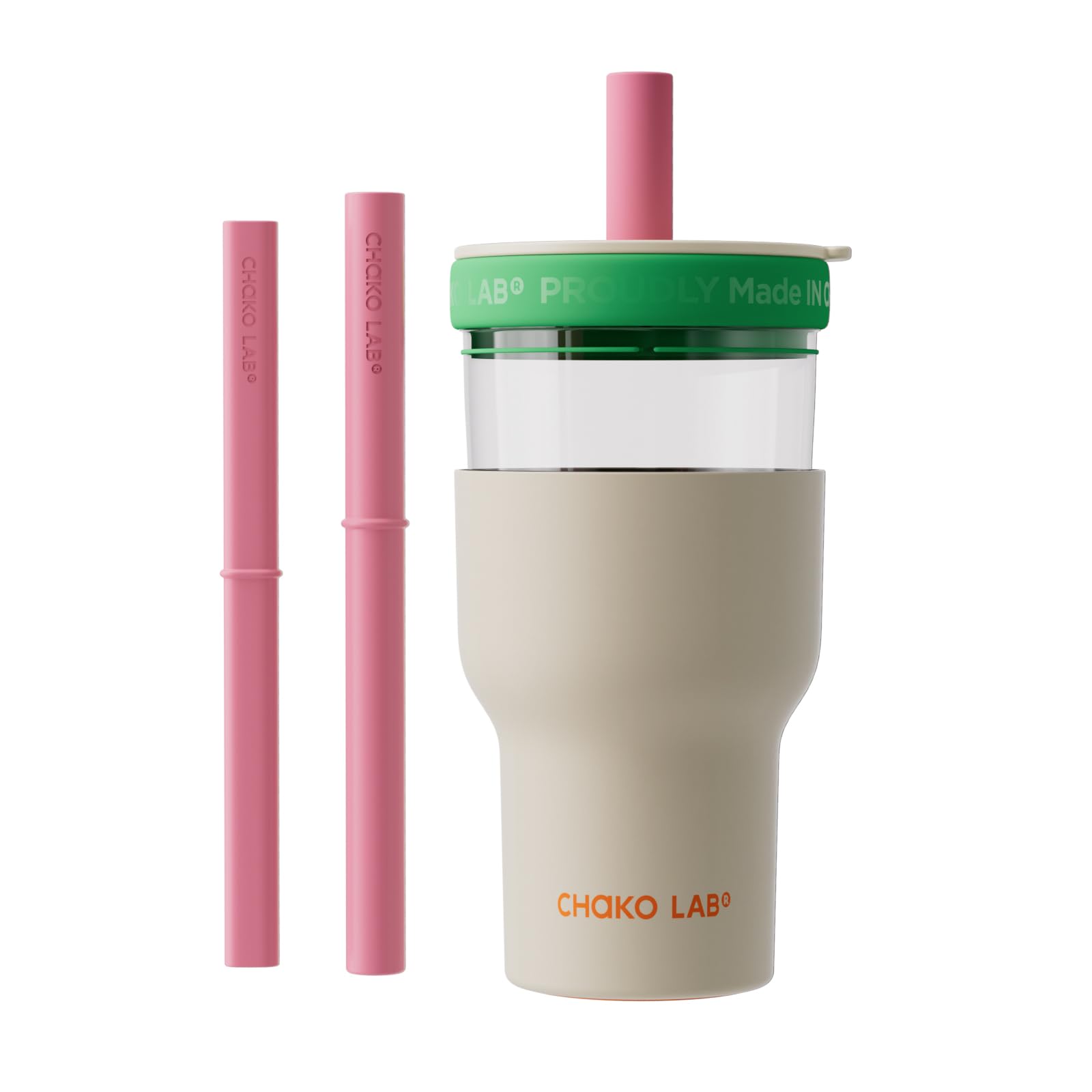 CHAKO LAB Insulated Stainless Steel Water Bottle | Dual-layer tumbler with Glass Linner and Stainsteel Linner | BPA-Free Leak Proof Thermos | 20oz Bottle with Two Straw | Yellow & Purple