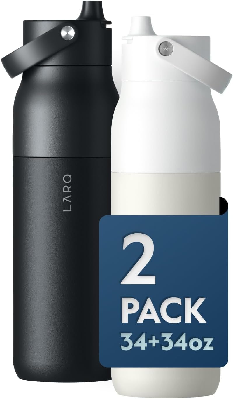 LARQ Holiday Bundle Set - 2X Bottles Swig Top 34oz - Insulated Stainless Steel Water Bottles with Built-in Silicone Handle | Thermos, BPA Free| Keep Drinks Cold for 24 Hour
