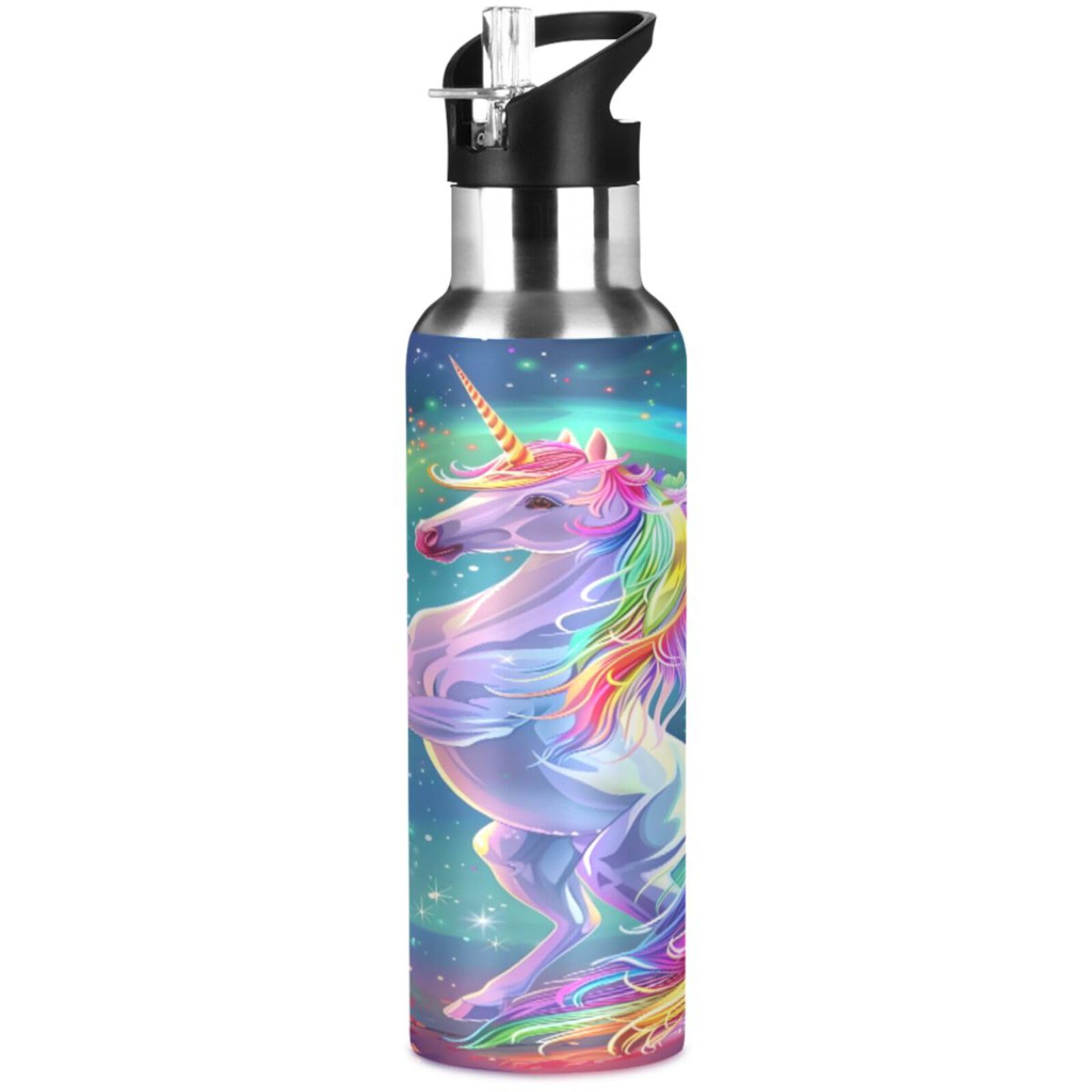 Ski Water Bottle Kids Insulated Sports Vacuum Stainless Steel Mug with Straw Lid & Handle 20 oz