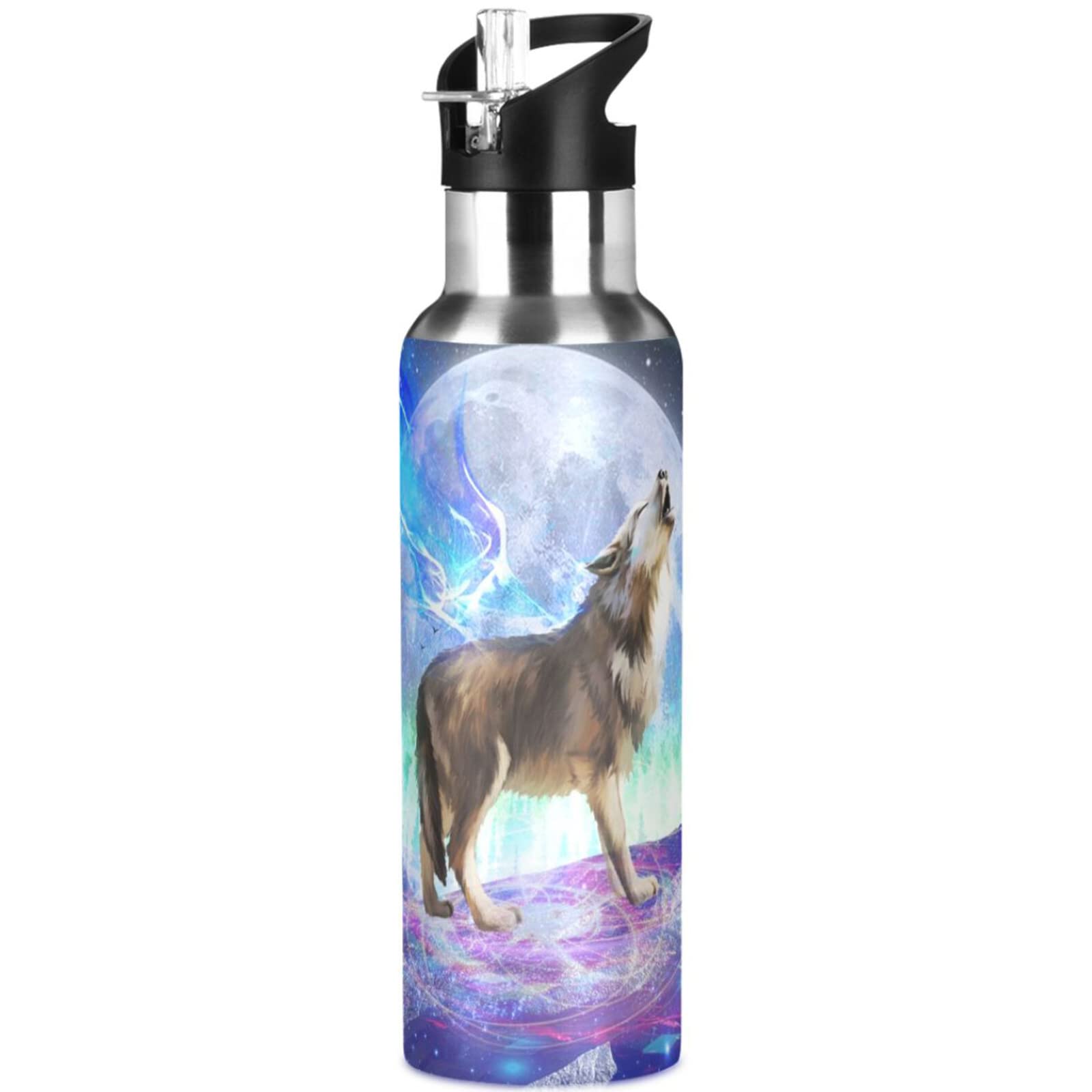 Ski Water Bottle Kids Insulated Sports Vacuum Stainless Steel Mug with Straw Lid & Handle 20 oz