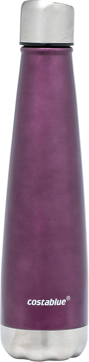 Insulated Water Bottle - On-The-Go Refillable Stainless Steel Water Bottles For Adults, Reusable Thermos Travel Tumbler With Leak-proof Lid For Hot & Cold Beverages (17Oz. Purple)