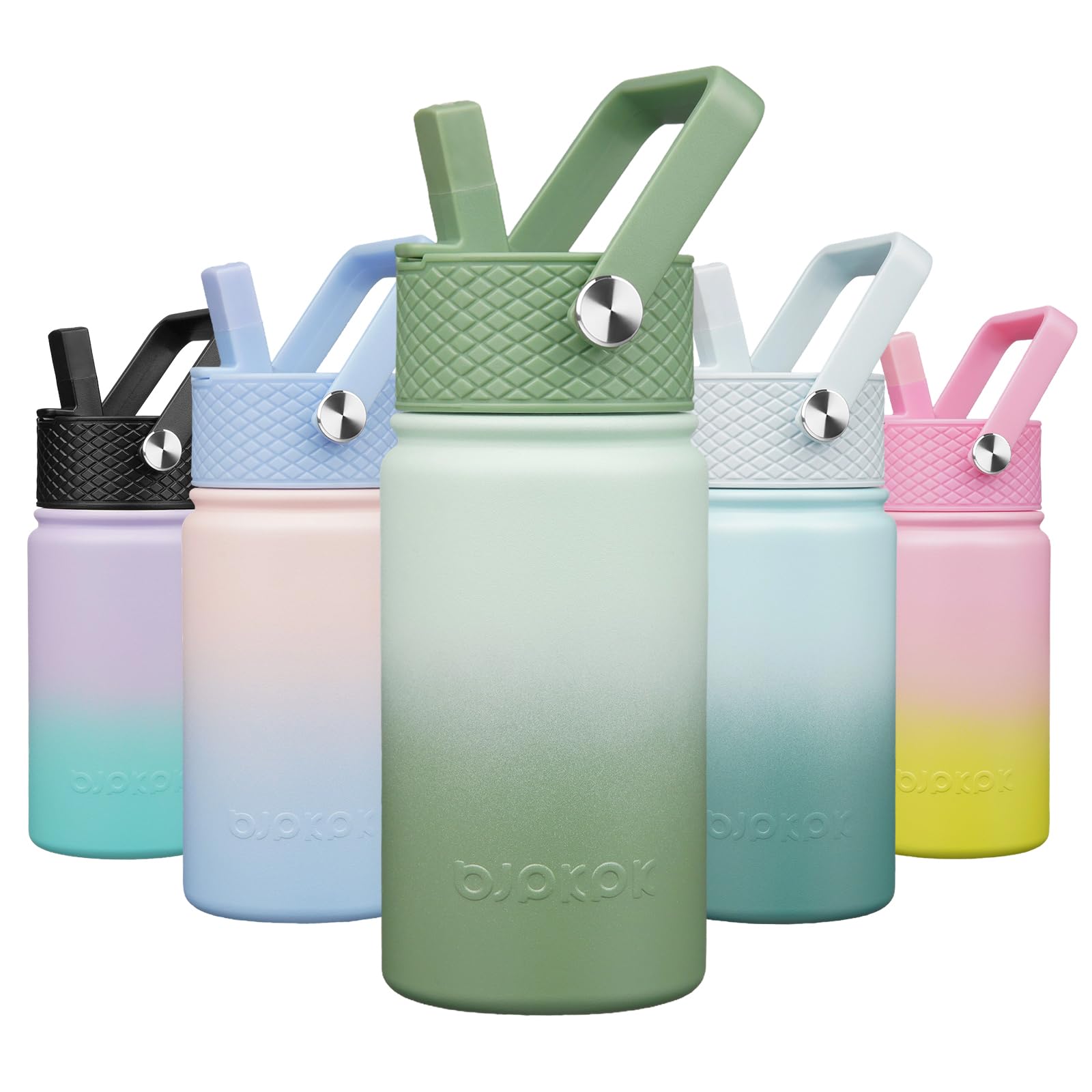 BJPKPK Insulated Water Bottle with Straw Lid, 15 oz Stainless Steel Metal Water Bottles, Reusable Leak Proof BPA Free Thermo, Flask, Cups - Lavender