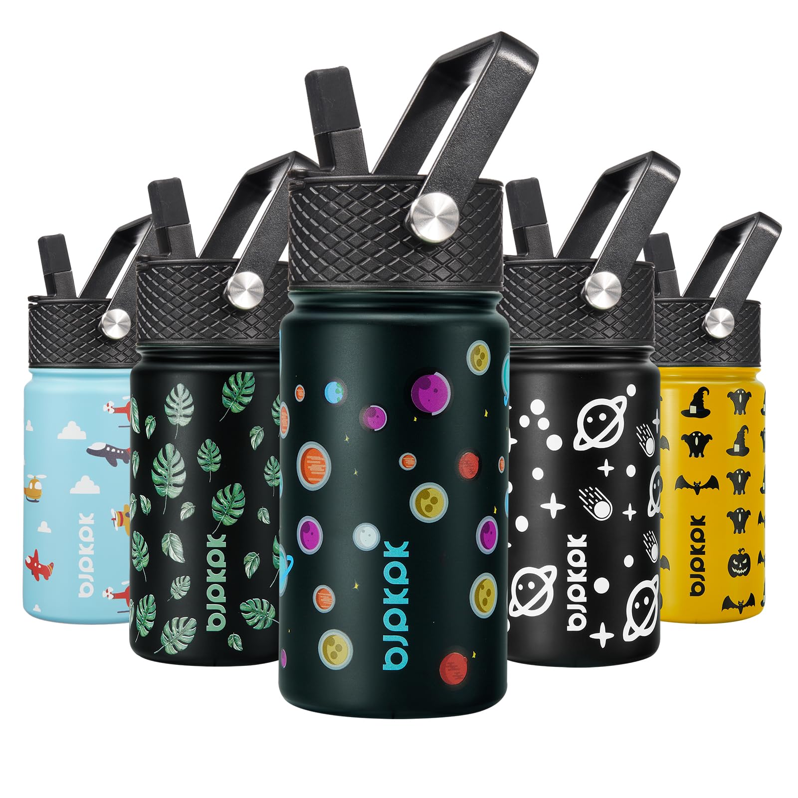 BJPKPK Insulated Water Bottle with Straw Lid, 15 oz Stainless Steel Metal Water Bottles, Reusable Leak Proof BPA Free Thermo, Flask, Cups - Lavender