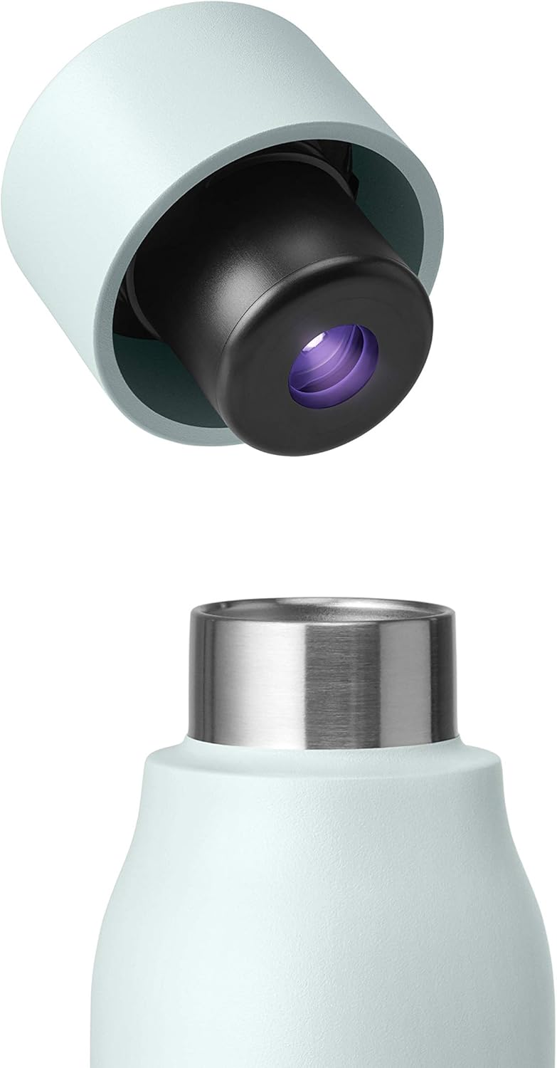 LARQ Bottle PureVis 17 oz - Self-Cleaning and Insulated Stainless Steel Water Bottle with UV Water Purifier and Award-winning Design | Reusable & Travel Friendly, Seaside Mint