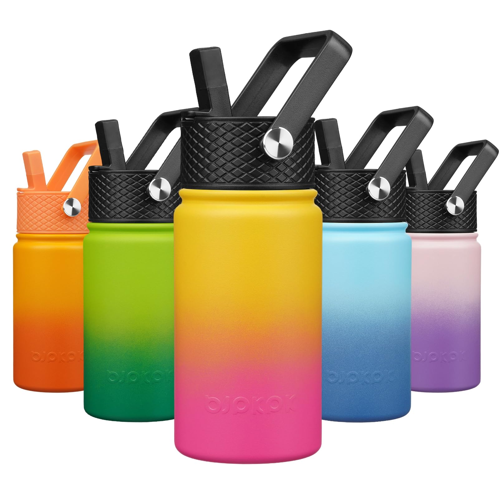 BJPKPK Insulated Water Bottle with Straw Lid, 15 oz Stainless Steel Metal Water Bottles, Reusable Leak Proof BPA Free Thermo, Flask, Cups - Lavender