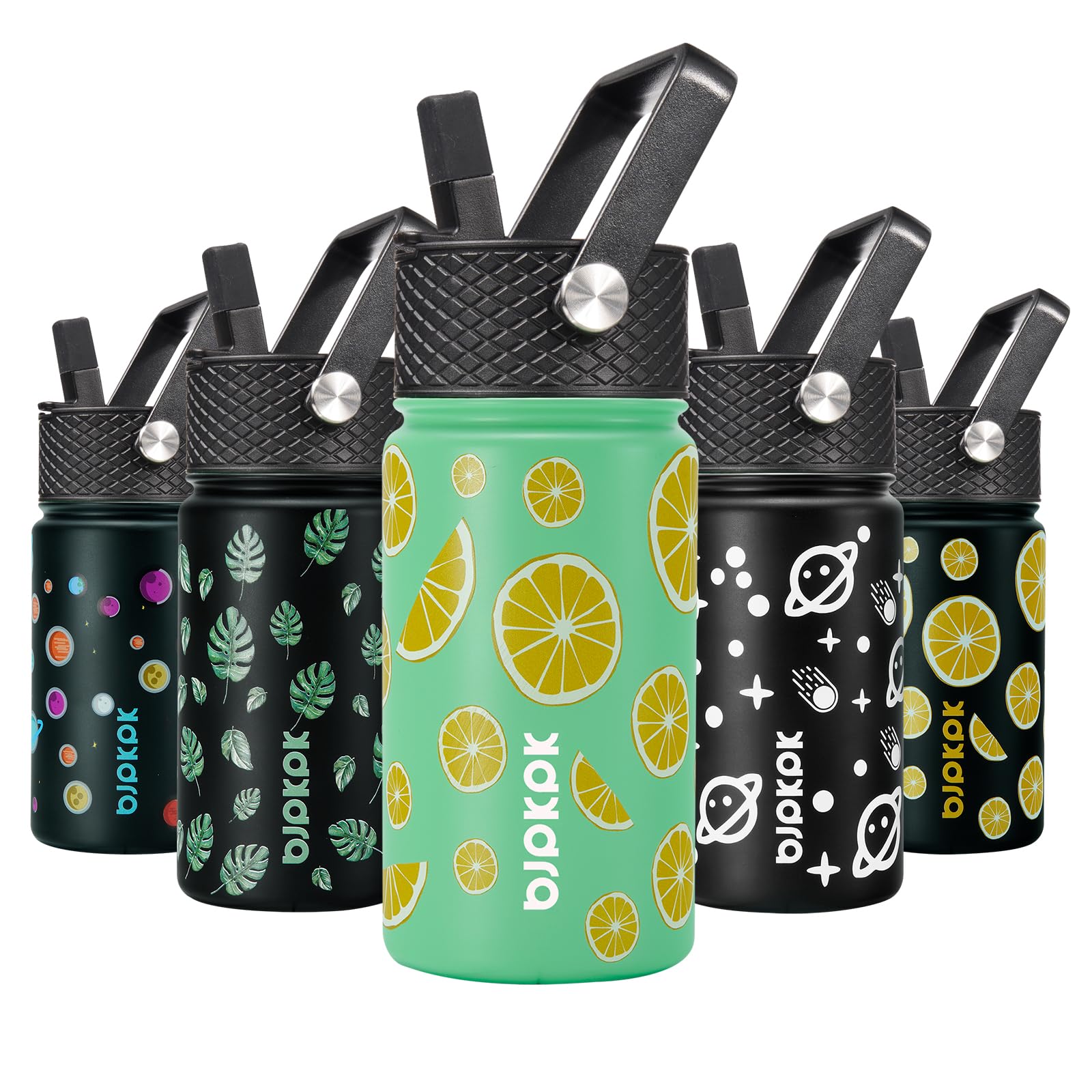 BJPKPK Insulated Water Bottle with Straw Lid, 15 oz Stainless Steel Metal Water Bottles, Reusable Leak Proof BPA Free Thermo, Flask, Cups - Lavender