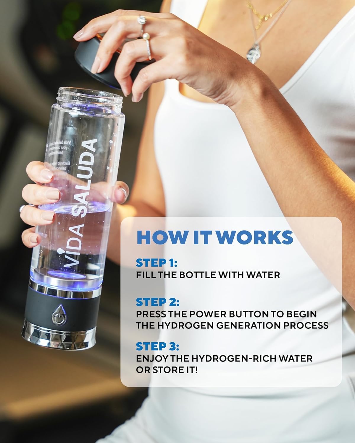 500ml (17oz) Premium Portable Hydrogen Water Bottle Generator –Under 3 Min Cycle, High-Concentration PPB, Advanced SPE/PEM, Self-Cleaning, Ionized Alkaline Water for Detox, Energy & Superior Hydration