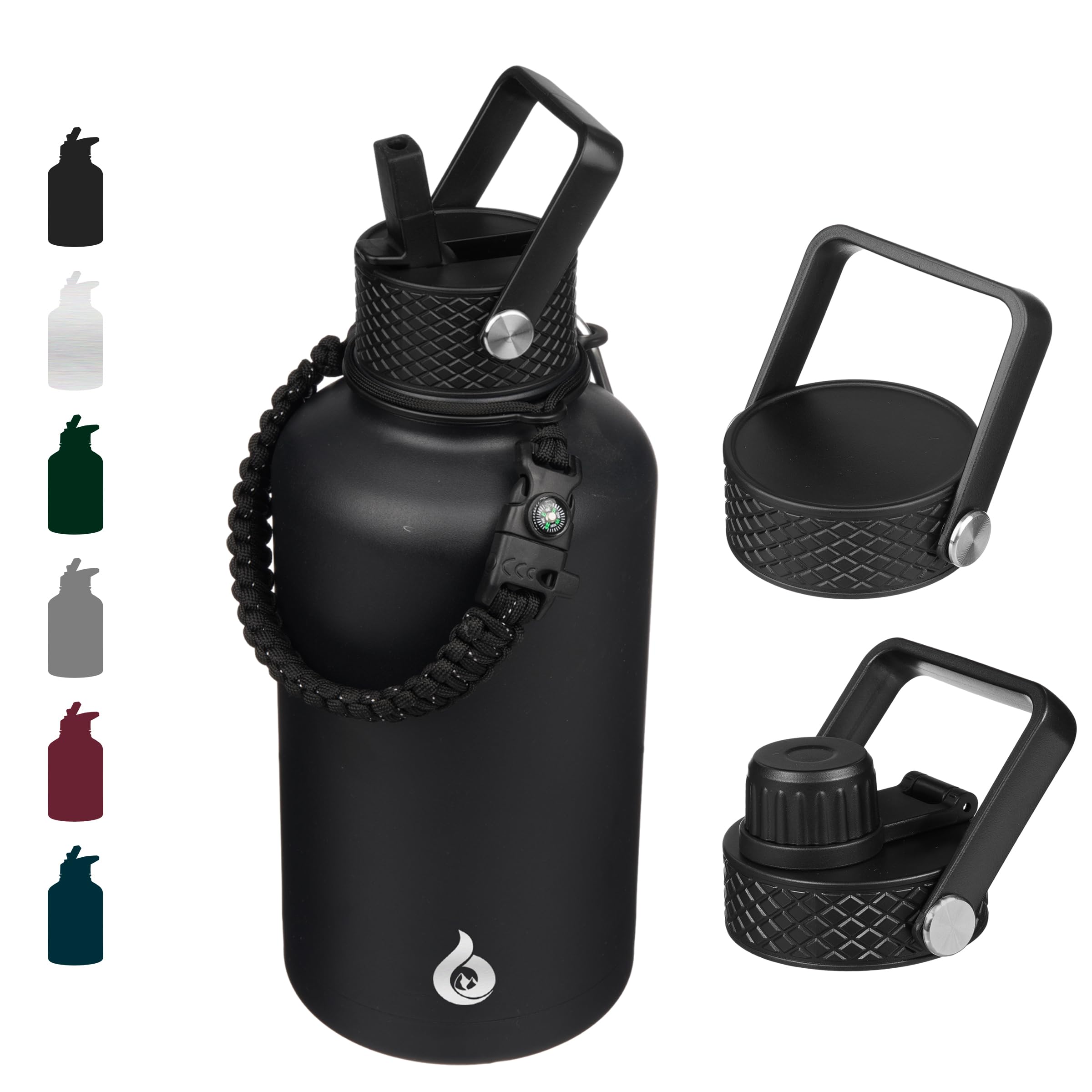 BJPKPK Insulated Water Bottles with Straw Lid, 18oz Stainless Steel Metal Water Bottle, Cold Hot Thermo with 3 Lids, Leak Proof BPA Free Travel Cup, Wide Mouth Flasks, Thermo -Mint