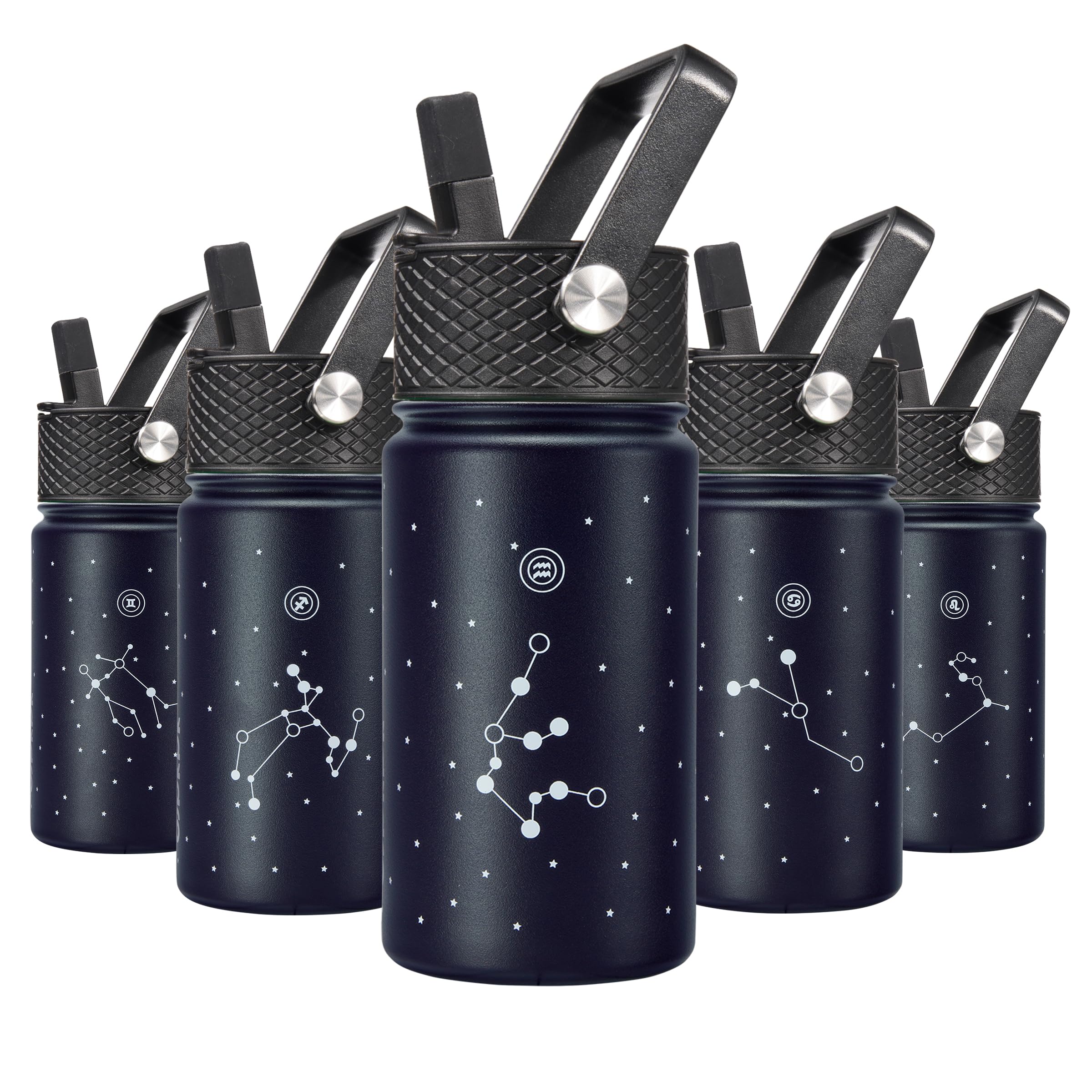 BJPKPK Insulated Water Bottle with Straw Lid, 15 oz Stainless Steel Metal Water Bottles, Reusable Leak Proof BPA Free Thermo, Flask, Cups - Lavender