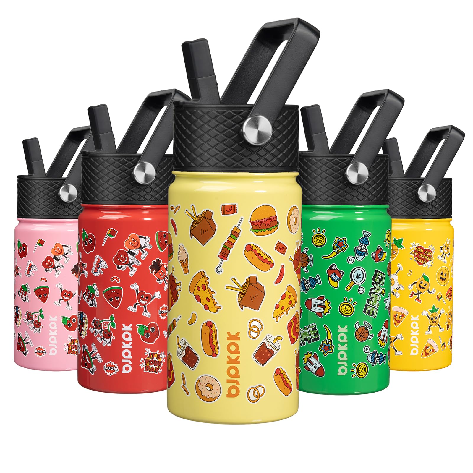 BJPKPK Insulated Water Bottle with Straw Lid, 15 oz Stainless Steel Metal Water Bottles, Reusable Leak Proof BPA Free Thermo, Flask, Cups - Lavender