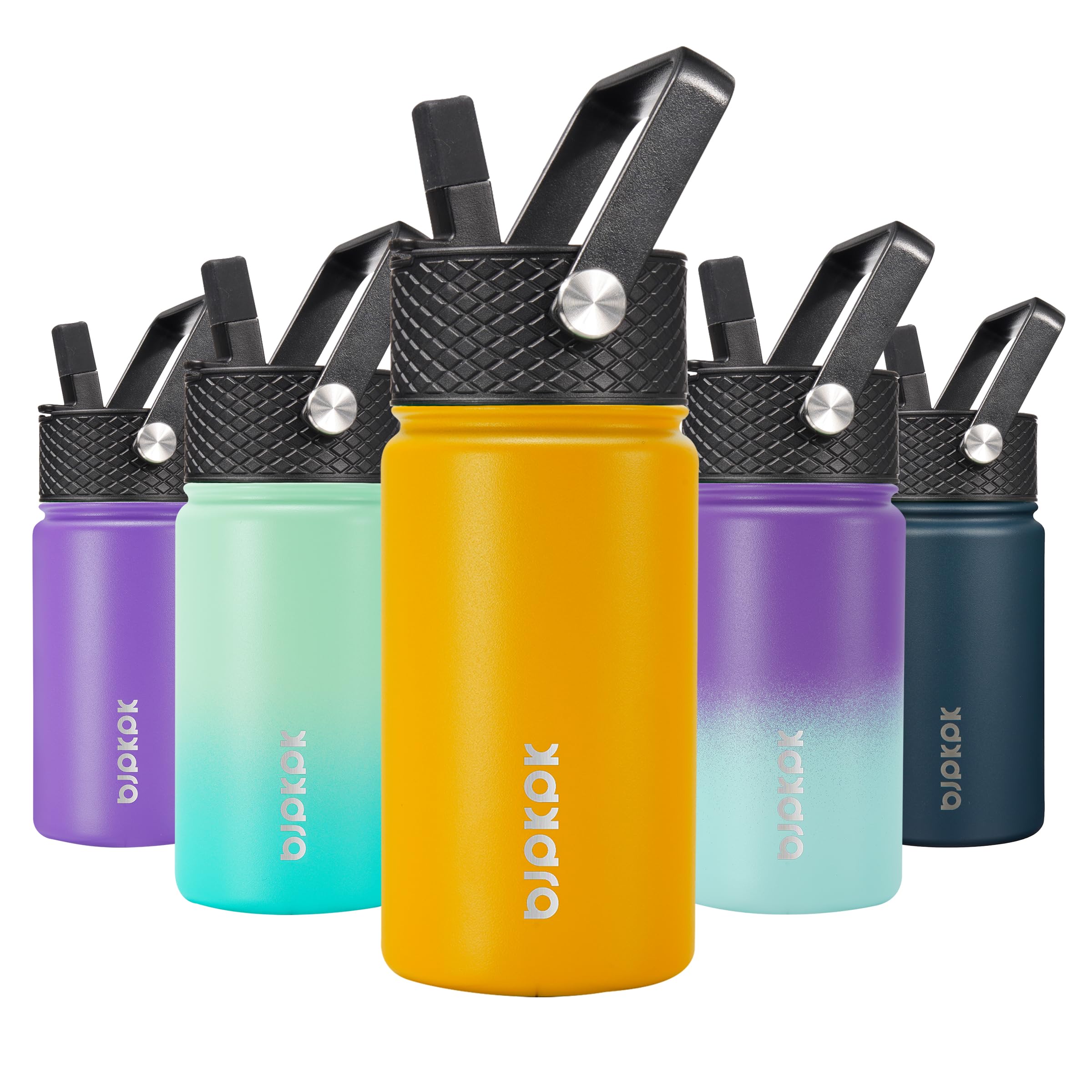BJPKPK Insulated Water Bottle with Straw Lid, 15 oz Stainless Steel Metal Water Bottles, Reusable Leak Proof BPA Free Thermo, Flask, Cups - Lavender