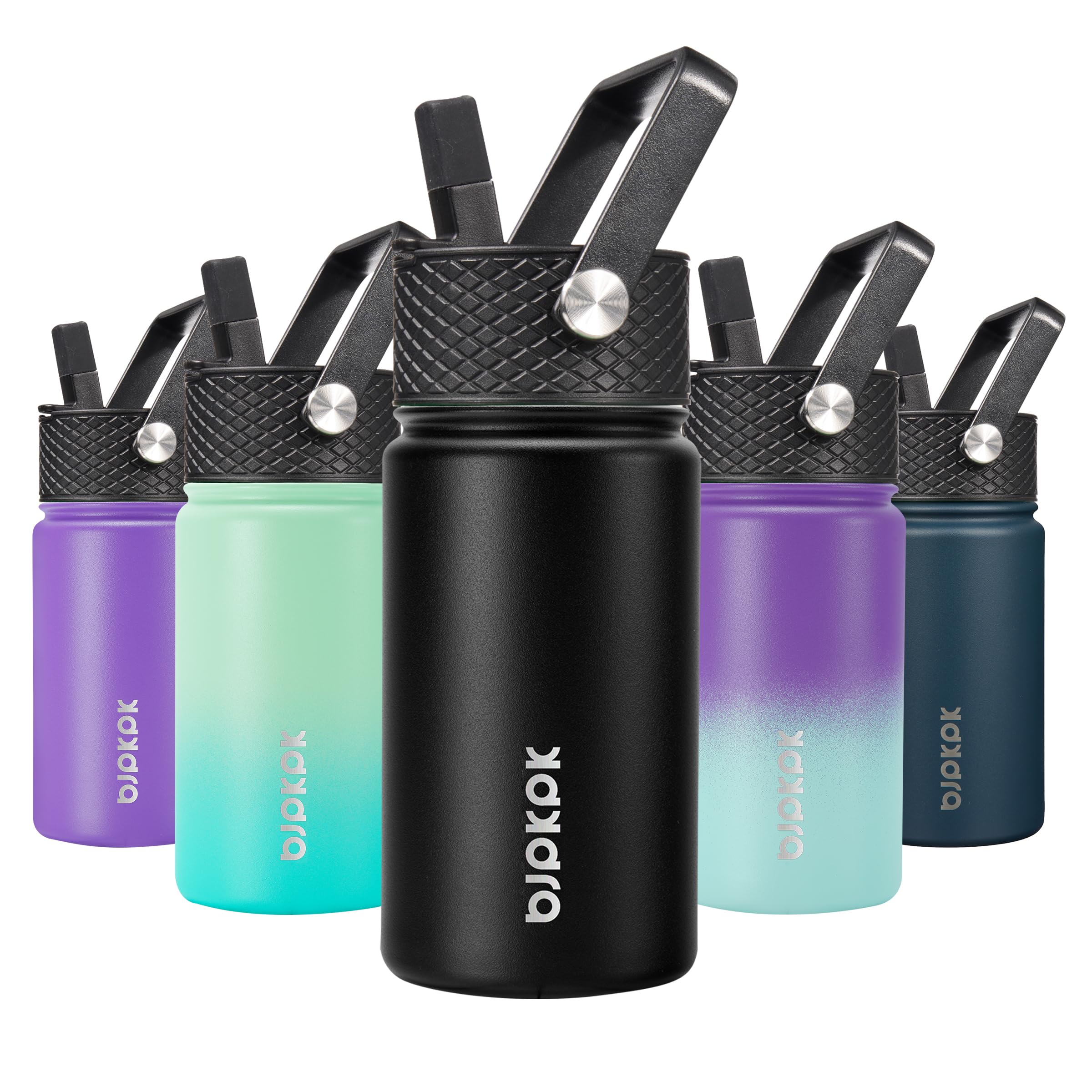 BJPKPK Insulated Water Bottle with Straw Lid, 15 oz Stainless Steel Metal Water Bottles, Reusable Leak Proof BPA Free Thermo, Flask, Cups - Lavender