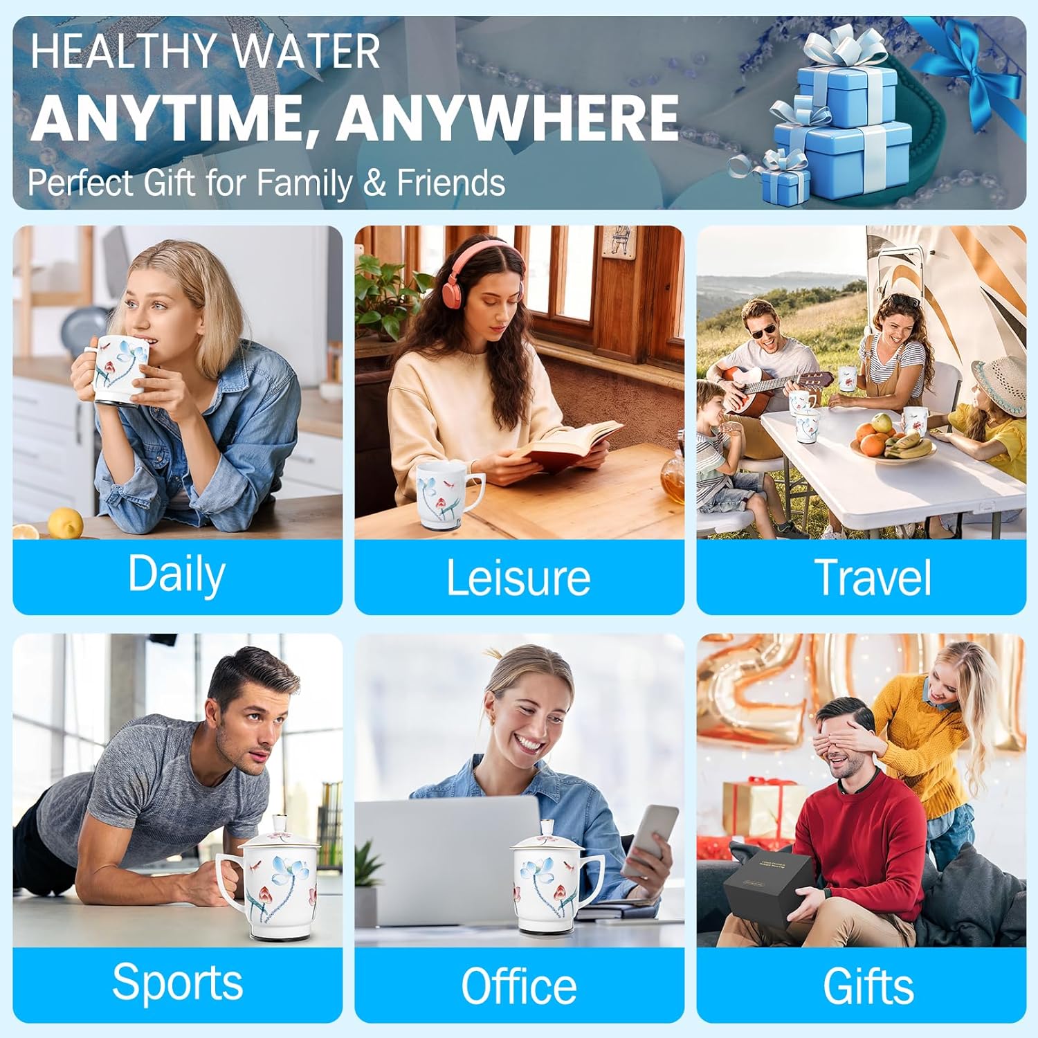 Hydrogen Water Bottle Generator, 2026 Portable Hydrogen Water Machine Rechargeable with SPE/PEM Technology 400ML Hydrogen Rich Water Ionizer Machine Cup, Health Care Gifts for Family, Friends, Travel