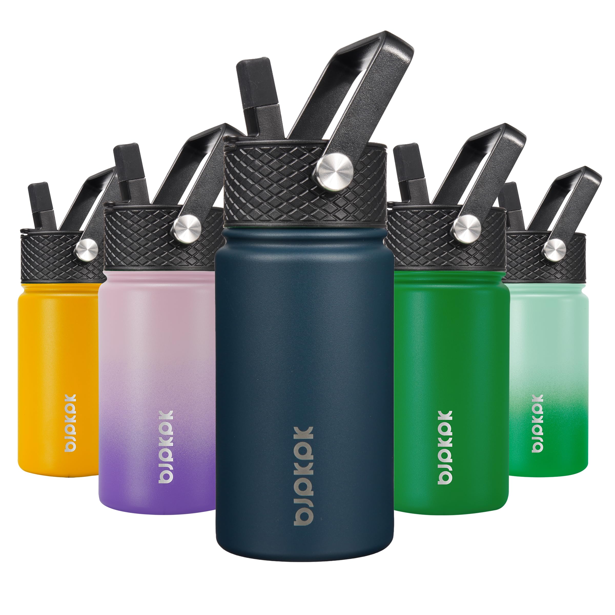 BJPKPK Insulated Water Bottle with Straw Lid, 15 oz Stainless Steel Metal Water Bottles, Reusable Leak Proof BPA Free Thermo, Flask, Cups - Lavender