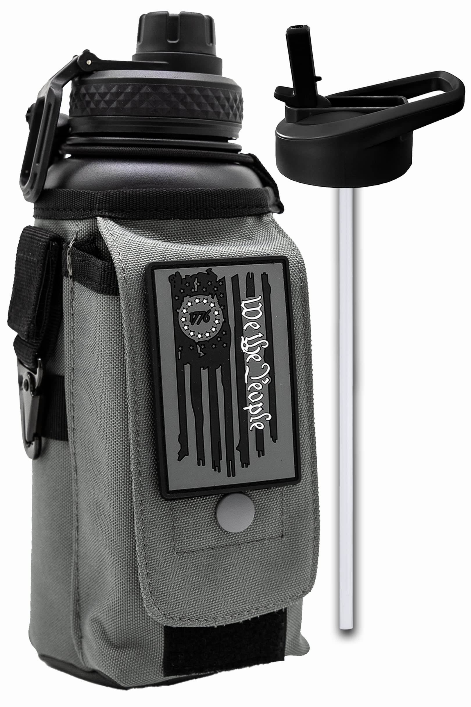 Iron Infidel Battle Bottle - One Gallon Insulated Water Bottle with Dual Carry Handles - 128 oz Tactical Stainless Steel Water Jug & Rugged Extra Large Sleeve With Storage (Betsy 128 Ounces)