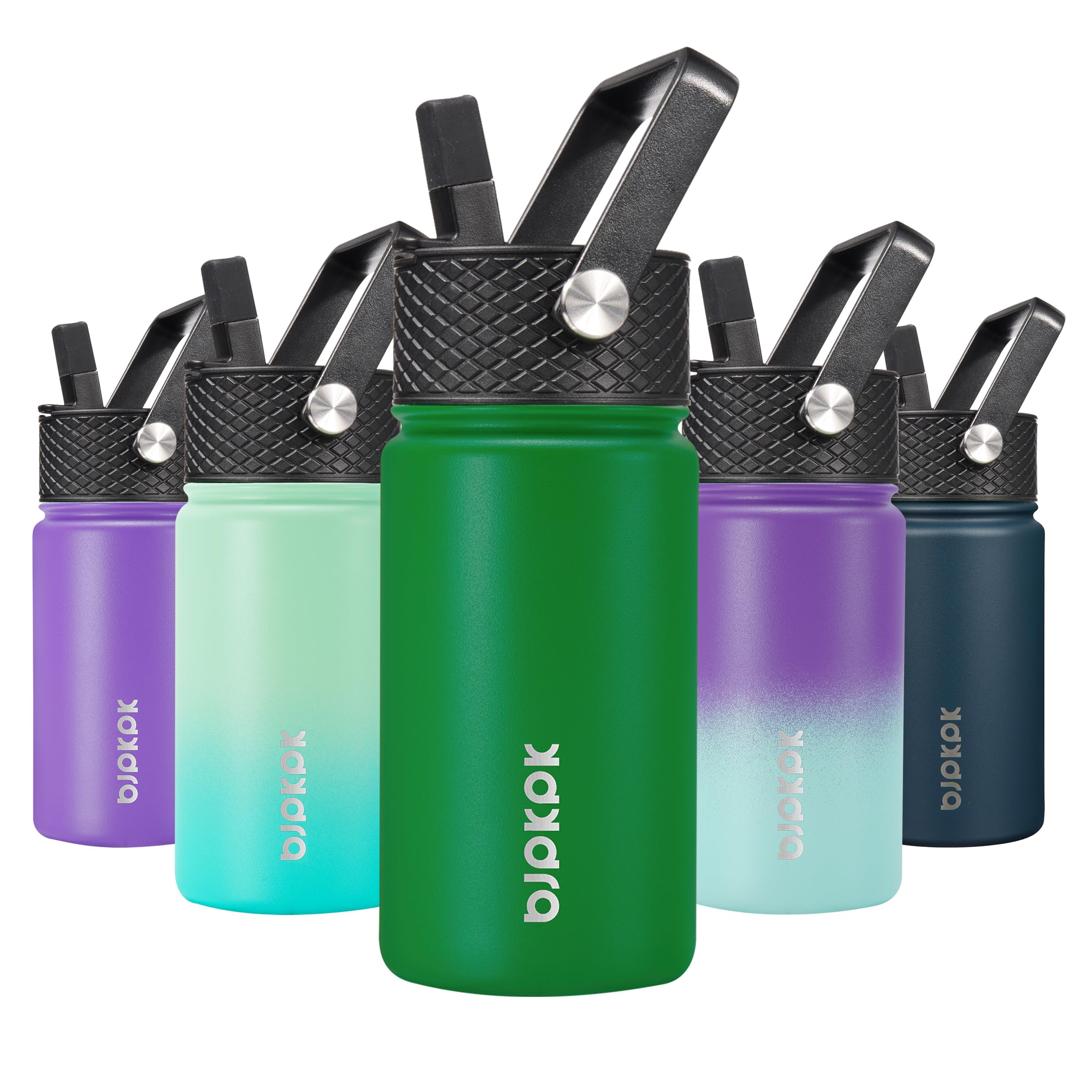 BJPKPK Insulated Water Bottle with Straw Lid, 15 oz Stainless Steel Metal Water Bottles, Reusable Leak Proof BPA Free Thermo, Flask, Cups - Lavender