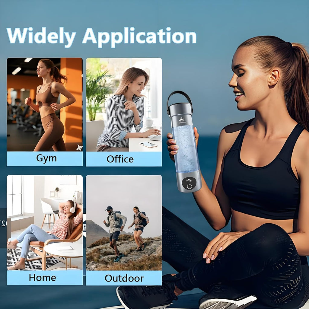 KOOMTOOM 500ML Hydrogen Water Bottle,2025 Portable Hydrogen Generator with Handle,SPE & PEM Technology,6000 PPB Concentration,17OZ Hydrogen Water Generator Healthy Gift for Lover,Family (Dark Grey)