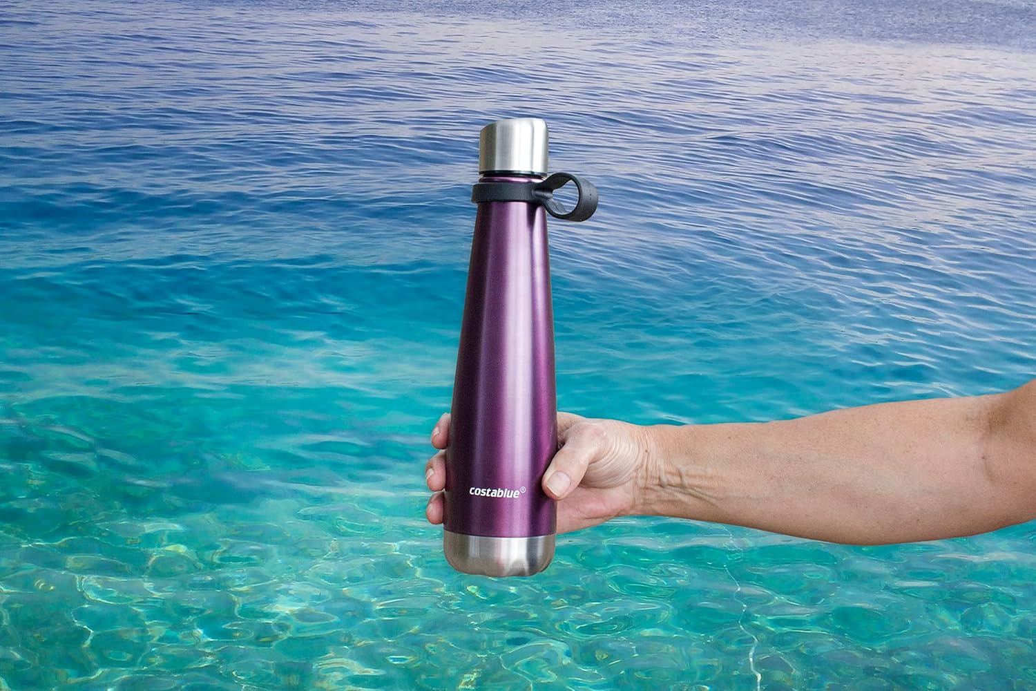 Insulated Water Bottle - On-The-Go Refillable Stainless Steel Water Bottles For Adults, Reusable Thermos Travel Tumbler With Leak-proof Lid For Hot & Cold Beverages (17Oz. Purple)