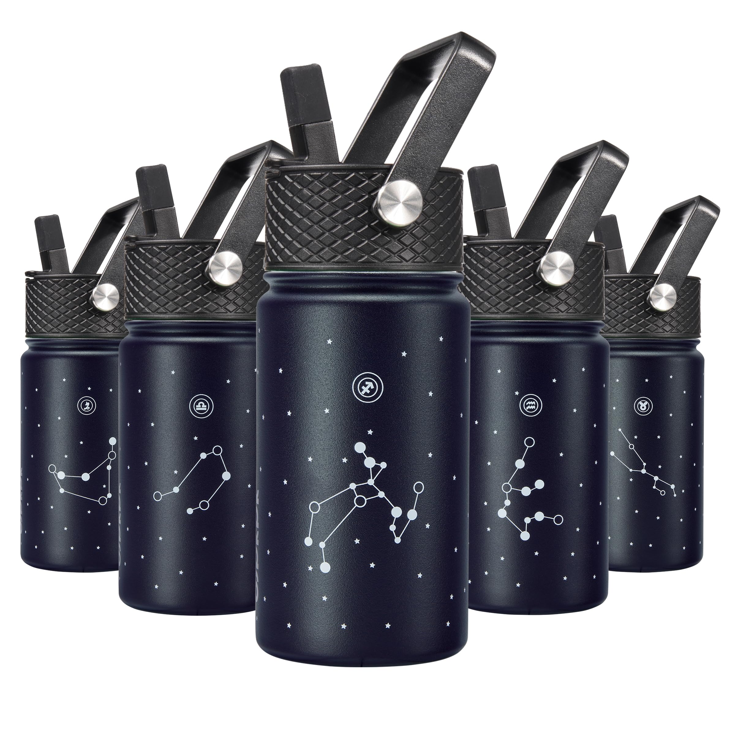 BJPKPK Insulated Water Bottle with Straw Lid, 15 oz Stainless Steel Metal Water Bottles, Reusable Leak Proof BPA Free Thermo, Flask, Cups - Lavender