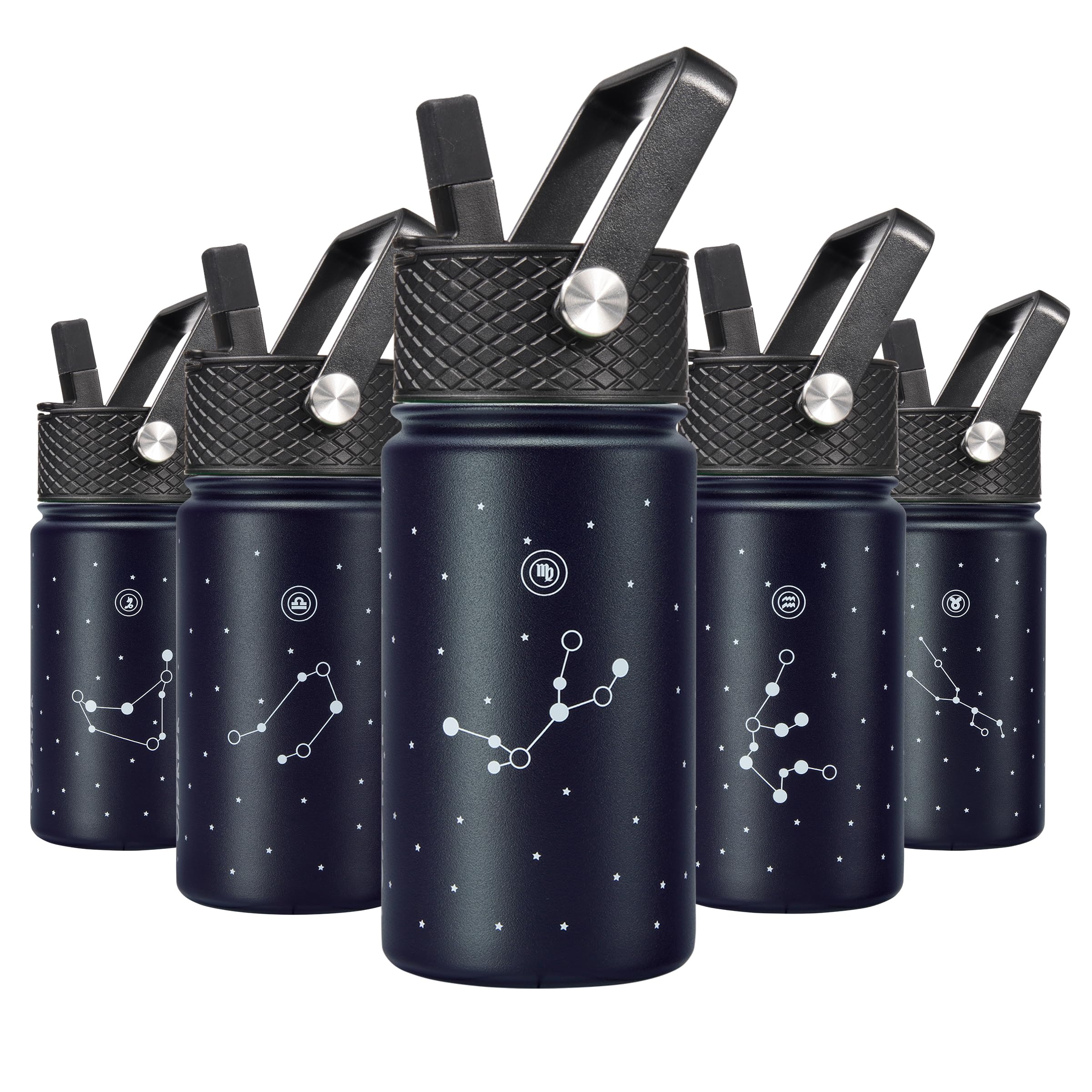 BJPKPK Insulated Water Bottle with Straw Lid, 15 oz Stainless Steel Metal Water Bottles, Reusable Leak Proof BPA Free Thermo, Flask, Cups - Lavender